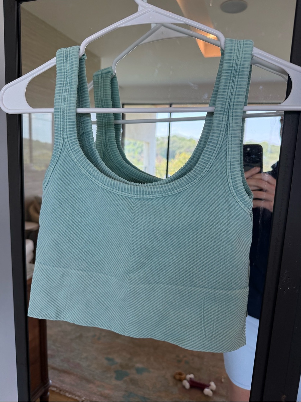 Nikibiki Sage Green Ribbed Scoop Crop Tank
